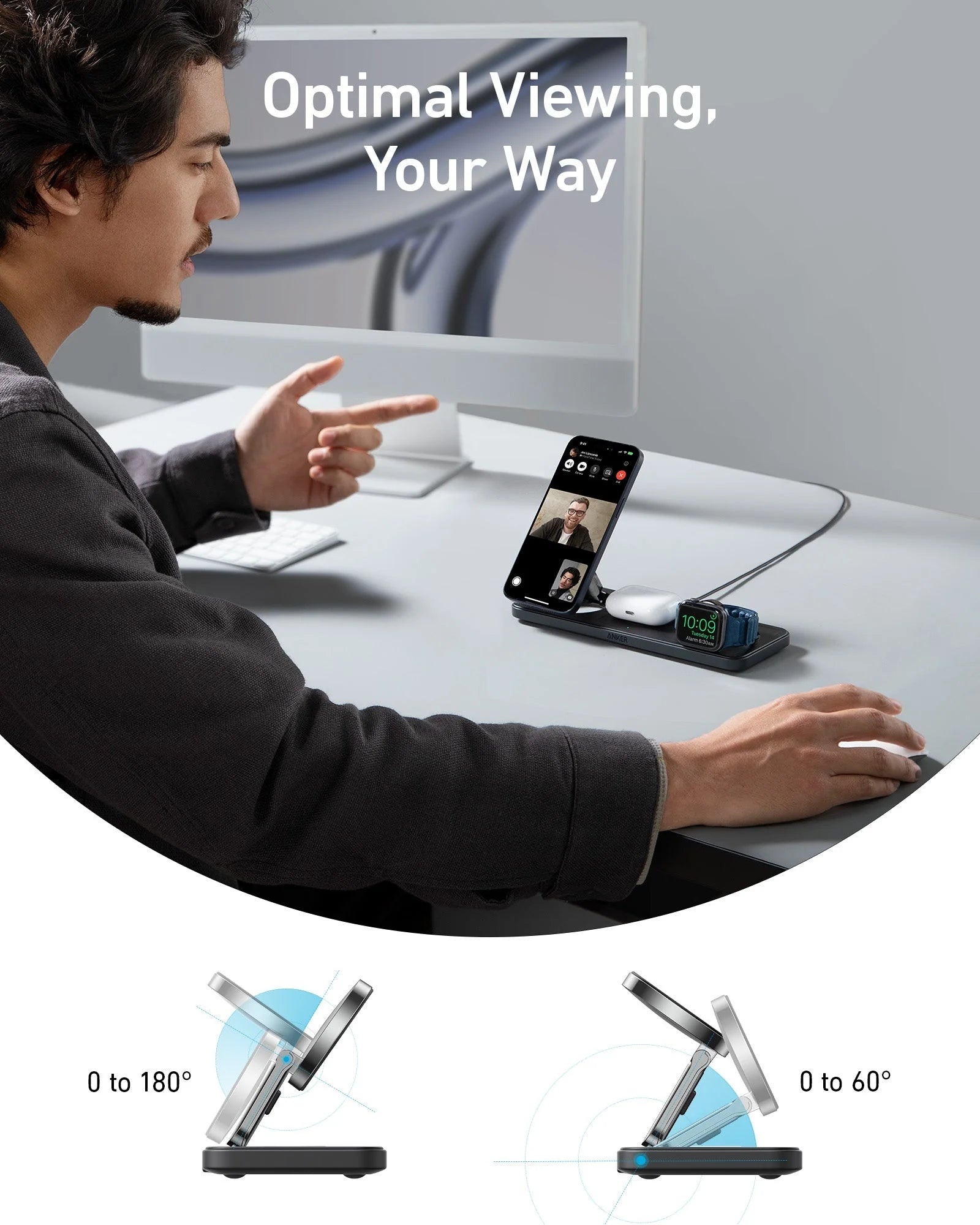 Anker MagGo Wireless Charging Station (15W, 3-in-1 Pad) Anker MagGo Wireless Charging Station (15W, 3-in-1 Pad)
